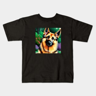 German Shepherd at the Park Kids T-Shirt